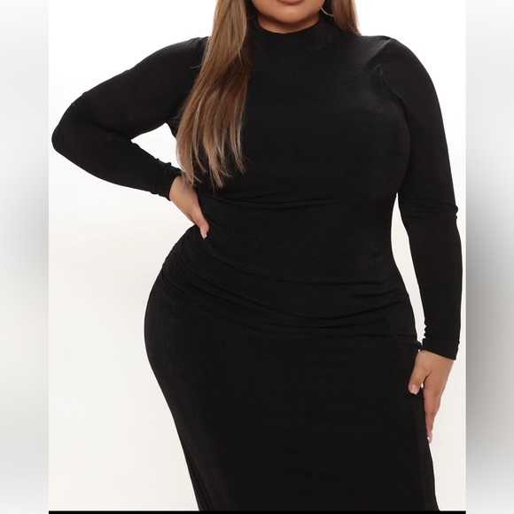 BLACK SLINKY MOCK NECK MAXI SIZE 3X - Picture 2 of 3